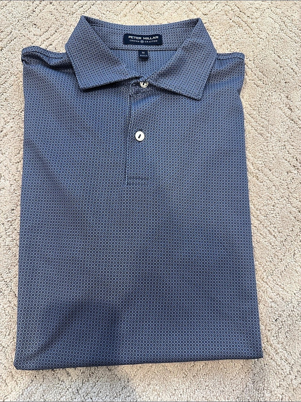 Peter Millar Crown Crafted Performance Polo Men's Geometric Polo Blue Medium